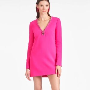 Sachin & Babi Lorelei Beaded Shift Mini Dress Electric Pink Size 4 Small NWT